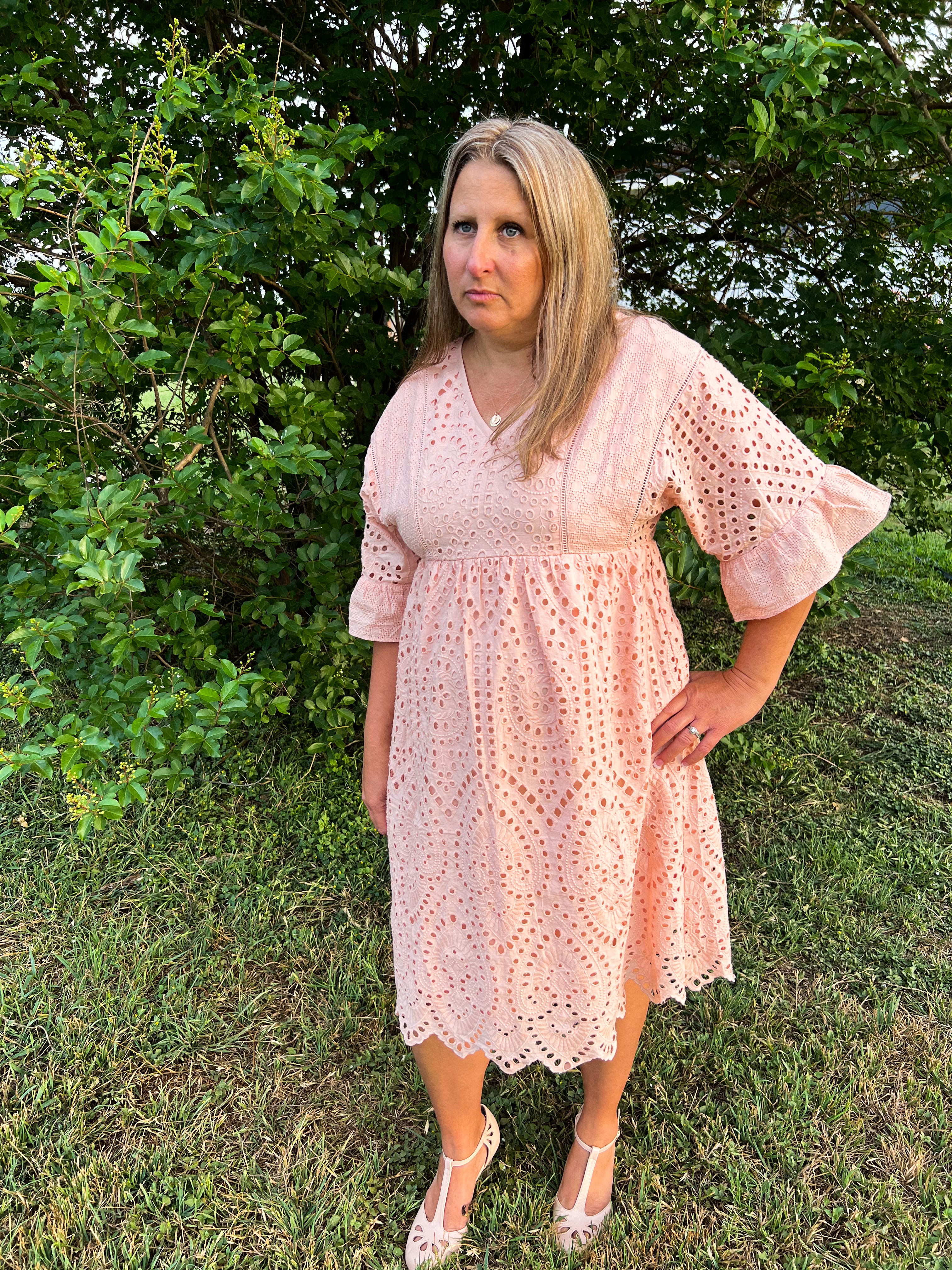 Blush 2025 eyelet dress