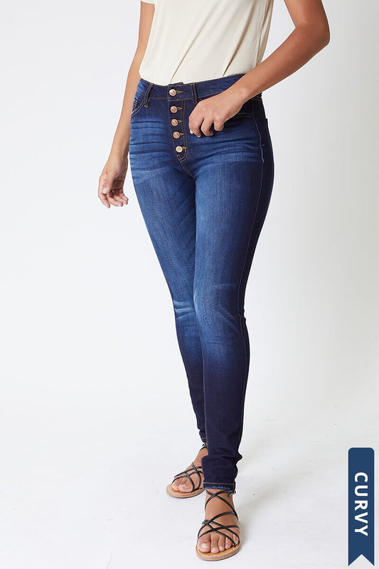 Kancan-Denim Button Fly Skinny Jeans